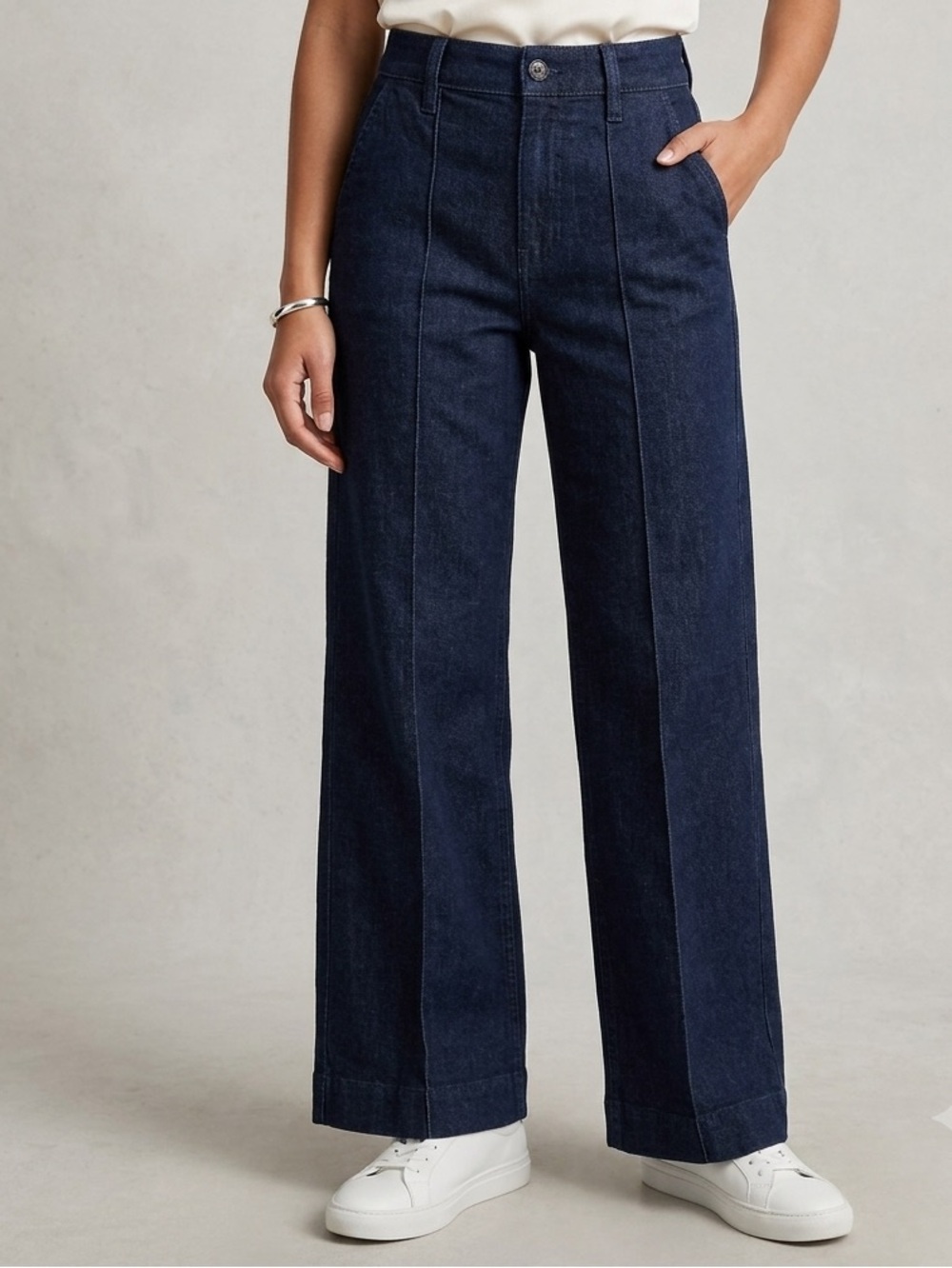 J.‎ Crew High Rise  Wide-Leg Dark Trouser Indigo Jeans premium Edition Size 24